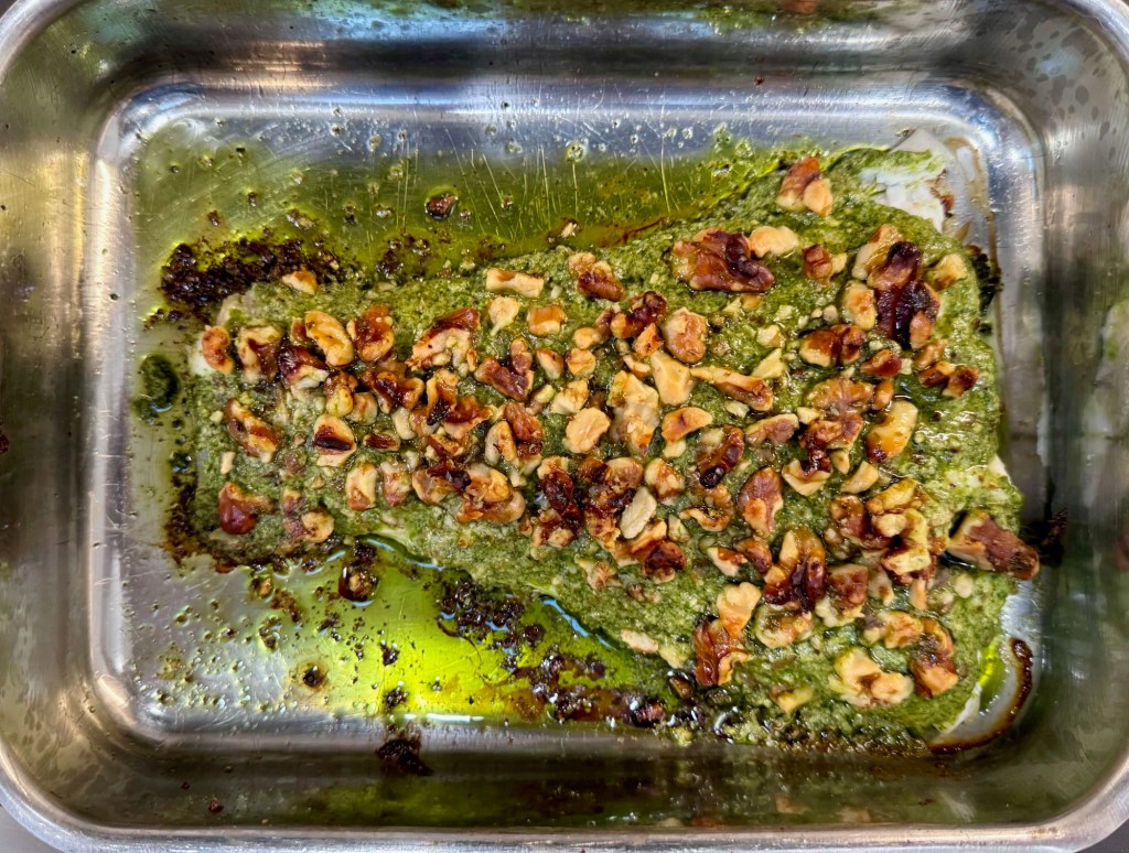 Halibut with Pesto and&nbsp;Walnuts