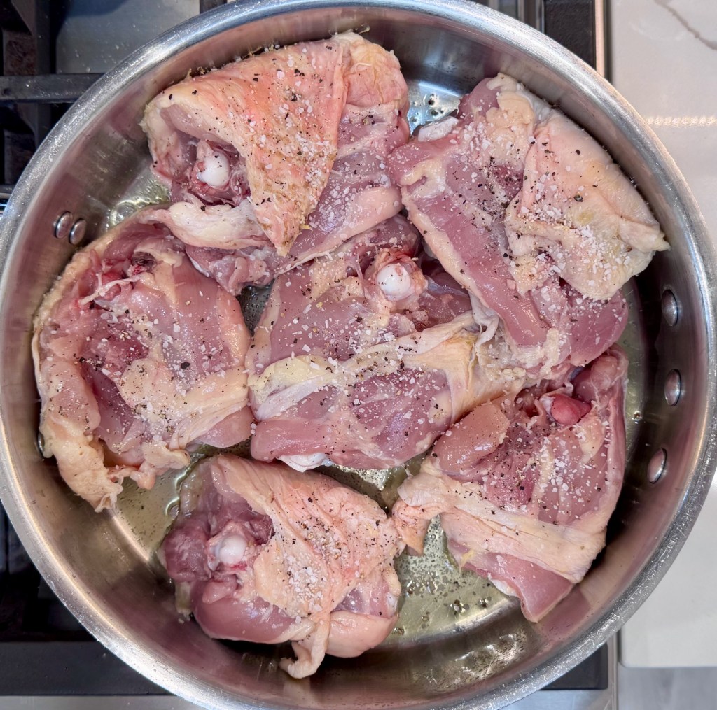 Browning the chicken